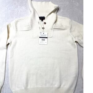 Armor Lux Wool Blend Fisherman Sweater Ivory Milk Button Funnel Men Sz T1 Sm NWT